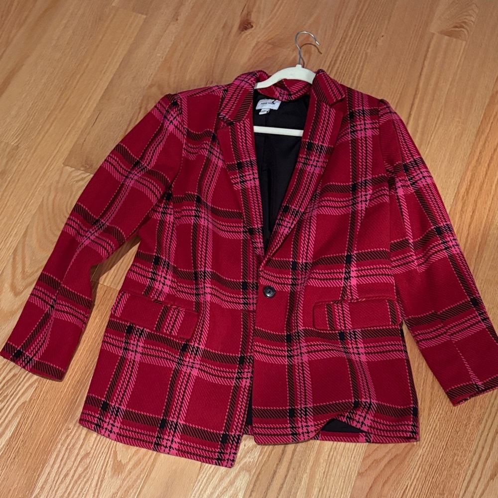 Nine West Red Plaid Blazer